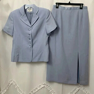 Women’s Vintage Kasper A.S.L. Baby Blue Skirt Suit Set Size 12 EUC